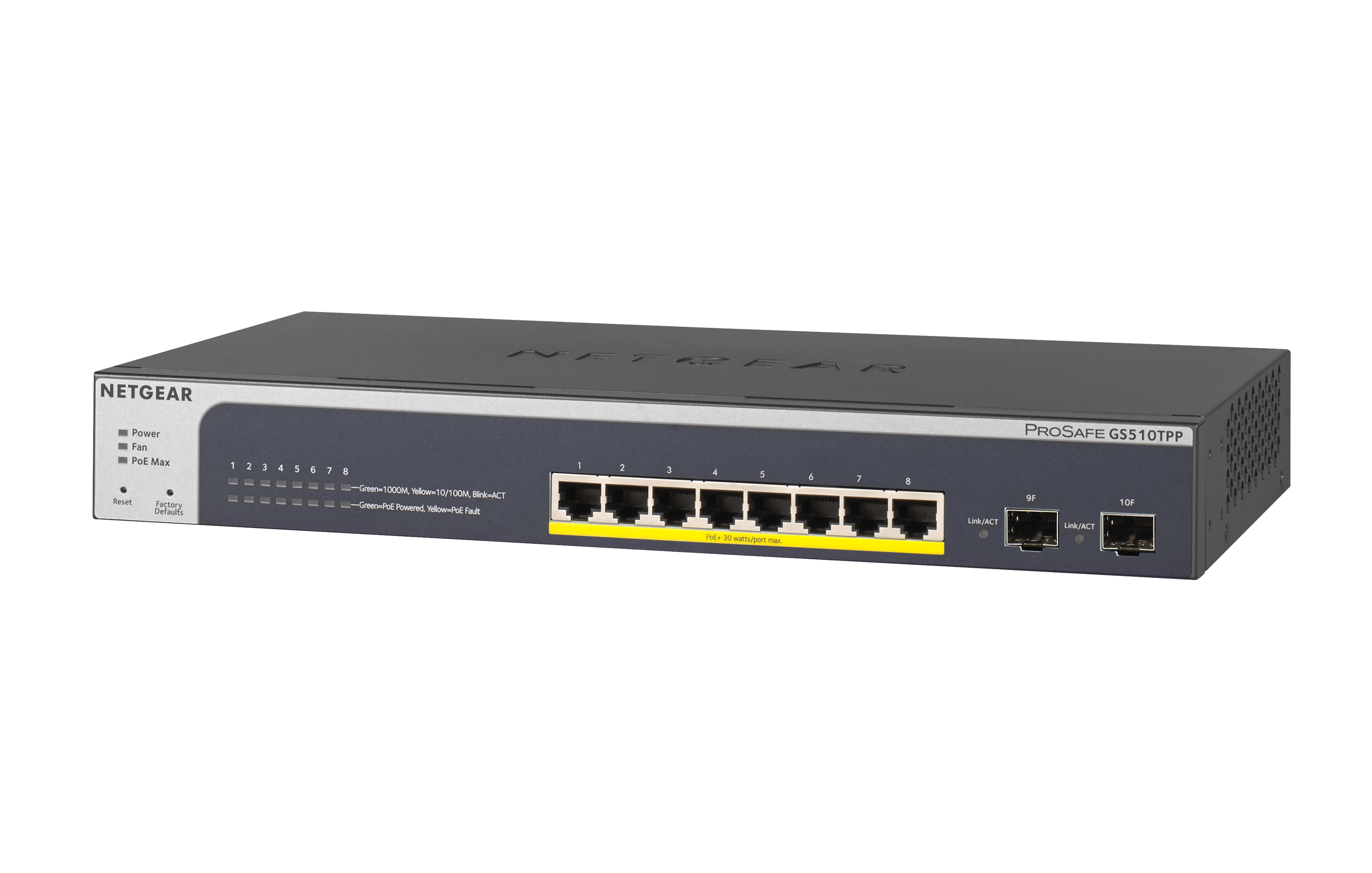 8-Port Gigabit Ethernet High-Power PoE+ Smart Switch with 2 Dedicated SFP Ports (190W)