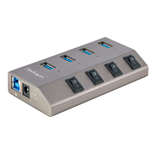 4-PORT SELF-POWERED USB-C HUB WITH INDIVIDUAL ON/OFF SWITCHES