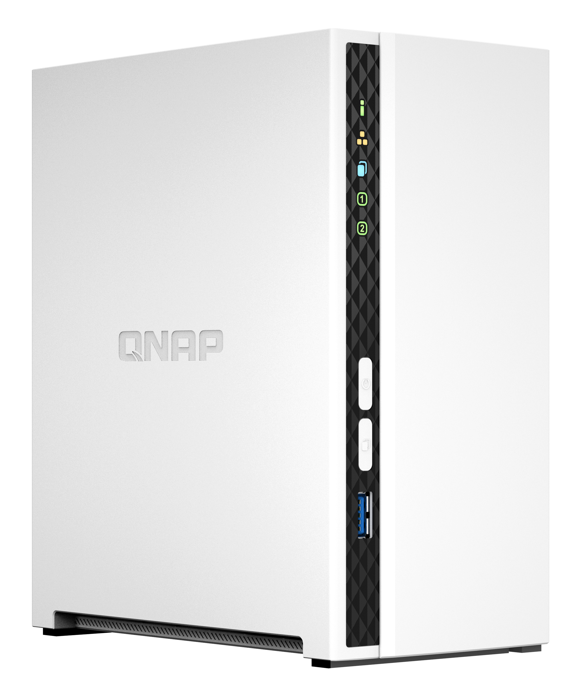 ARM 4-core Cortex-A55 NAS Mini Tower - 2x 3.5 Inch Bays - 2GB RAM - 4GB Flash - White