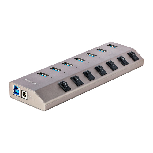 7-PORT SELF-POWERED USB-C HUB WITH INDIVIDUAL ON/OFF SWITCHES