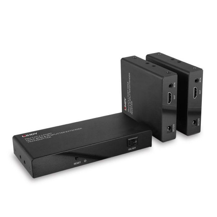 Lindy 70m Cat.6 2 Port HDMI 4K60 & IR Splitter Extender, Black