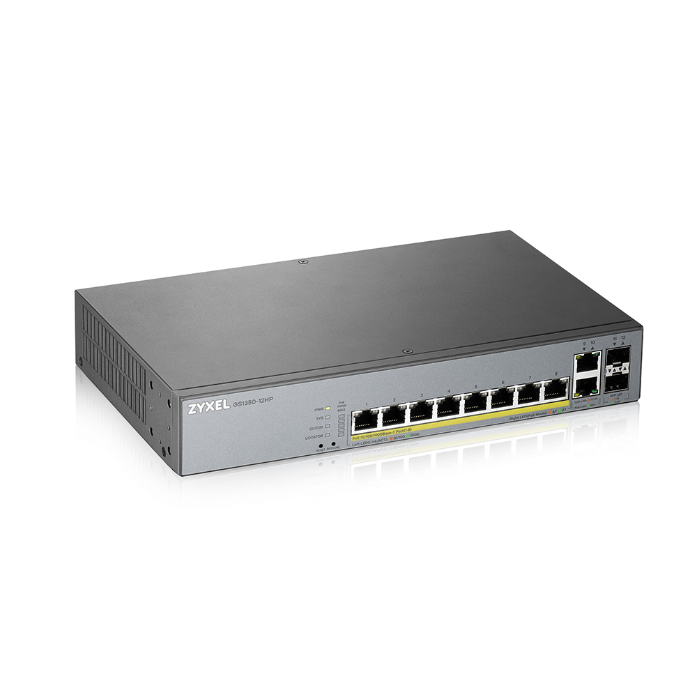 GS1350-12HP - 12 Port managed CCTV PoE switch - long range - 130W (1 year NCC Pro pack license bundled)