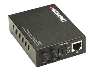 Intellinet Media Converter, Base-Tx to 100Base-Fx (ST) Multi-Mode, 2 km (1.24 mi) (Euro 2-pin plug) Media converter Ethernet Fast Ethernet