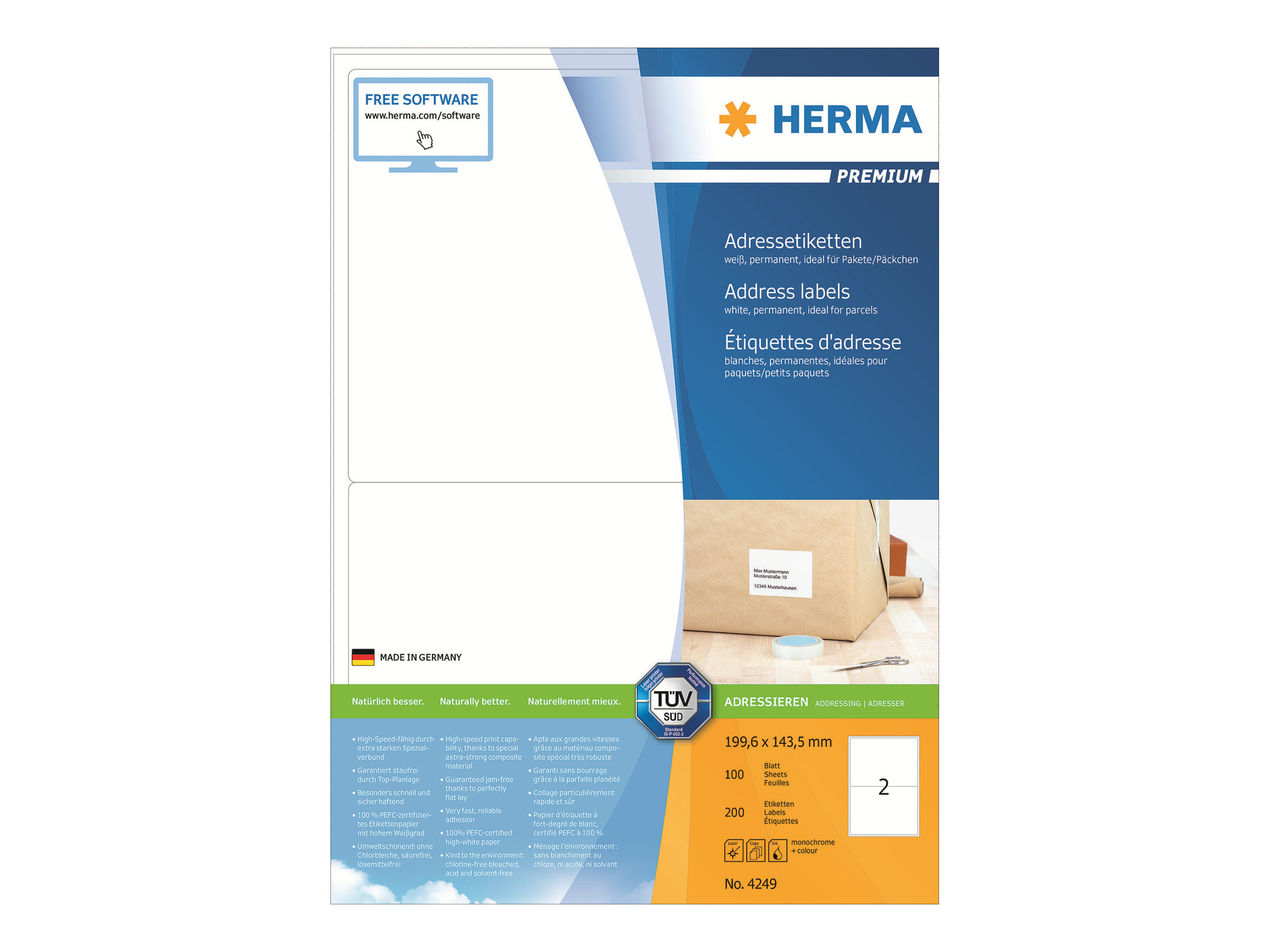HERMA Premium Laminated address labels 199.6 x 143.5 mm 200 label(s)