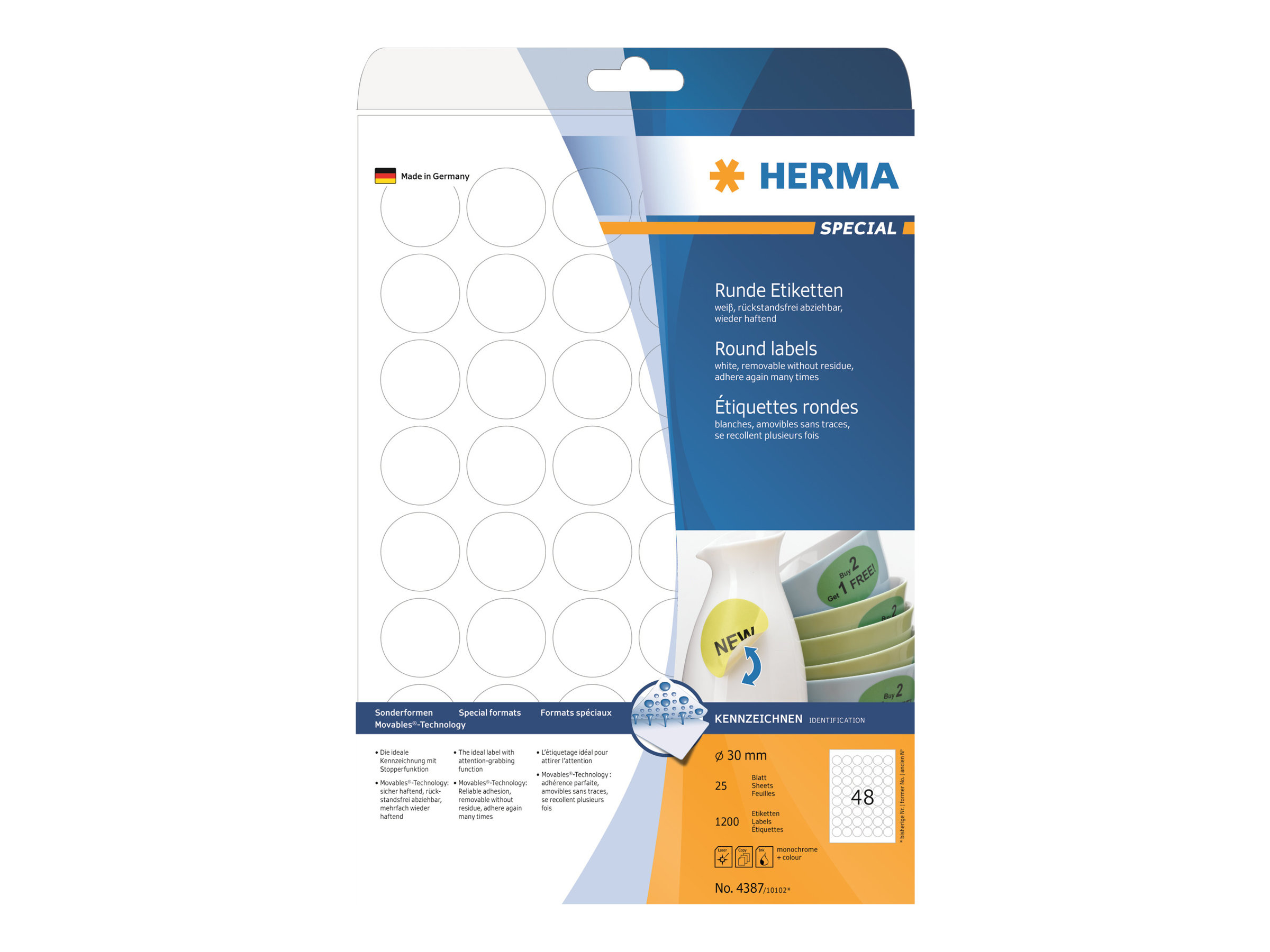 HERMA Special Etiketter 30 mm rund 1200etikette(r) 4387