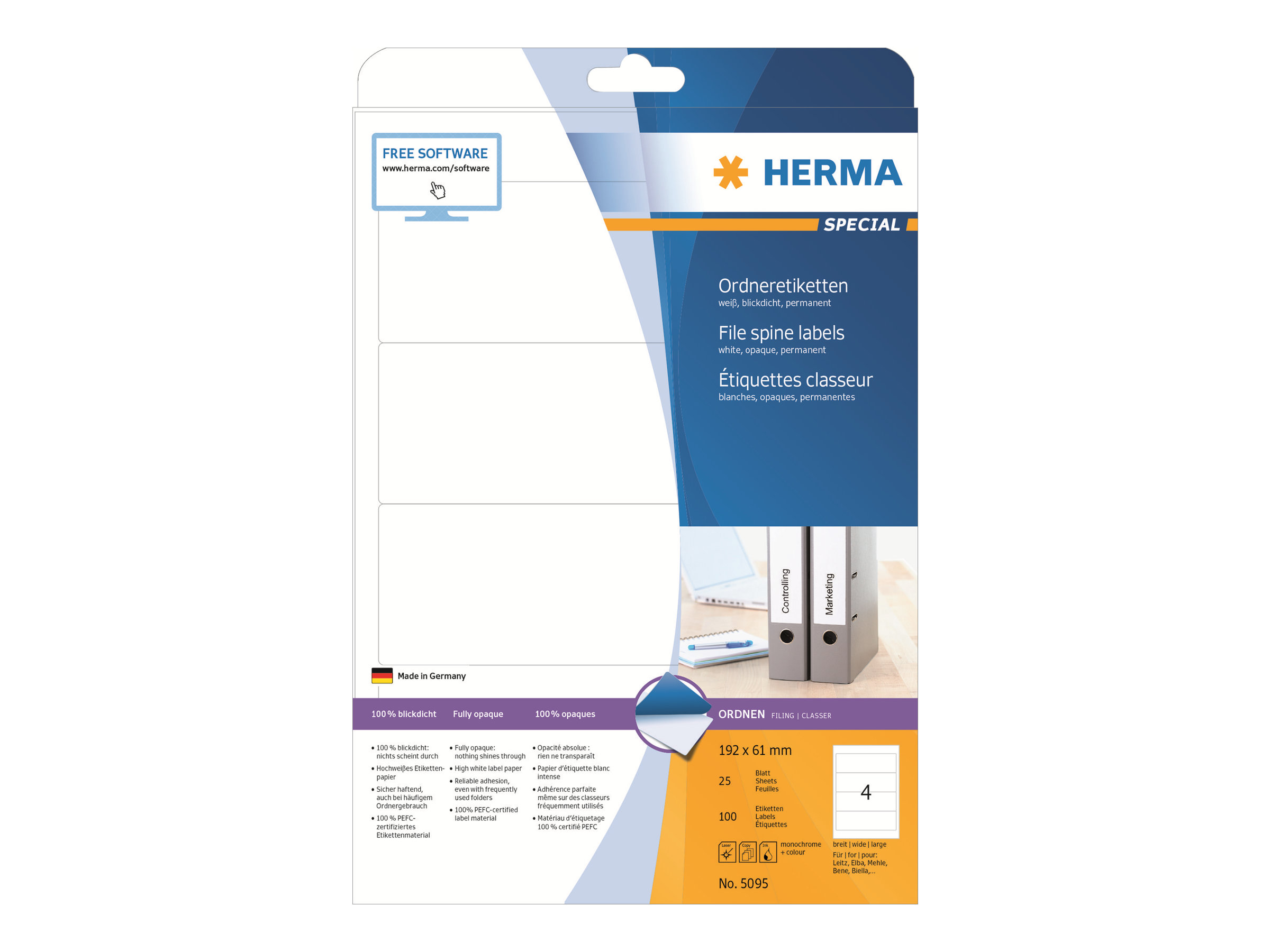 HERMA Special Opaque folder labels 192 x 61 mm 100 label(s)