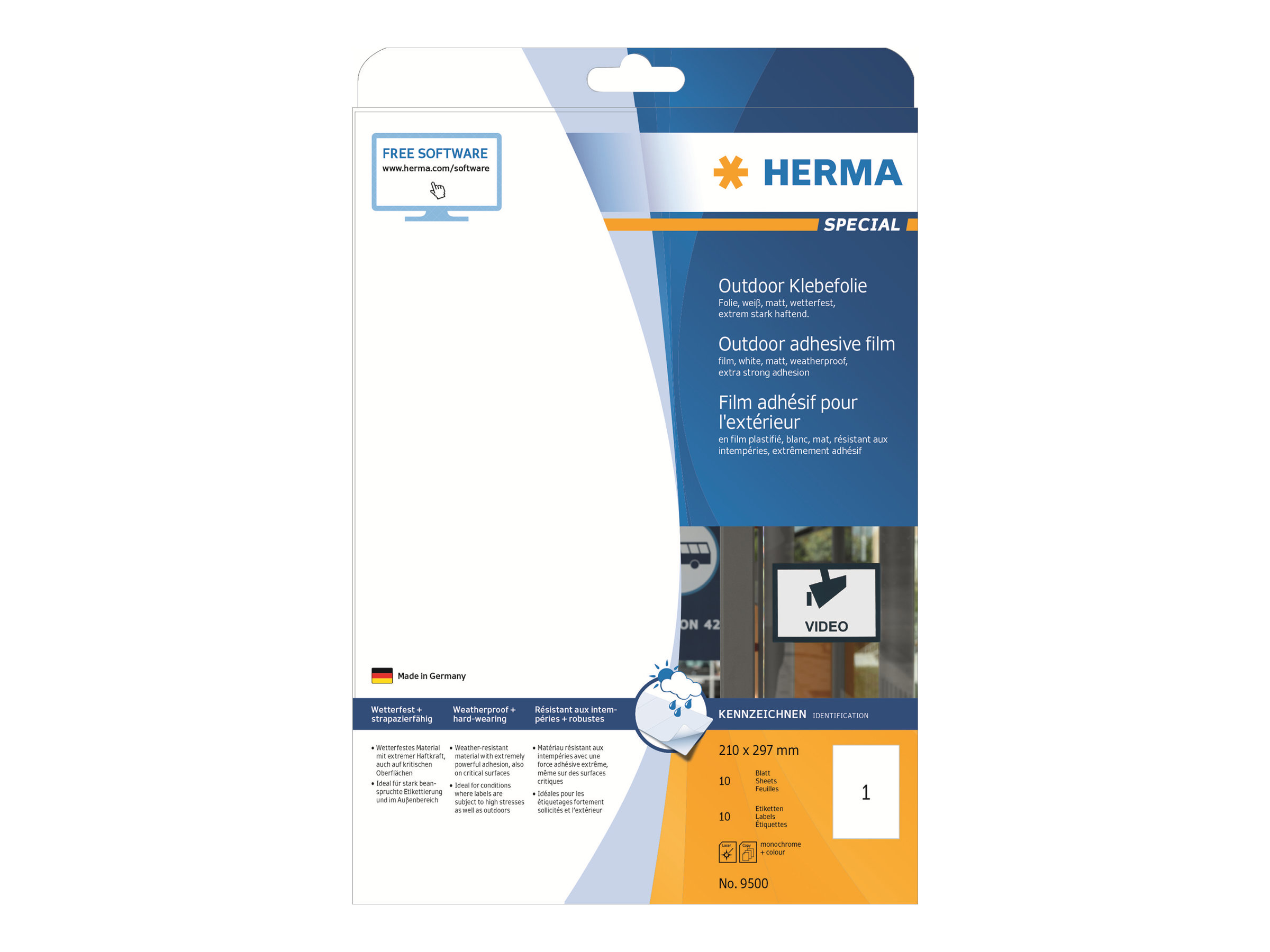 HERMA Special Film labels A4 (210 x 297 mm) 10 label(s) 9500