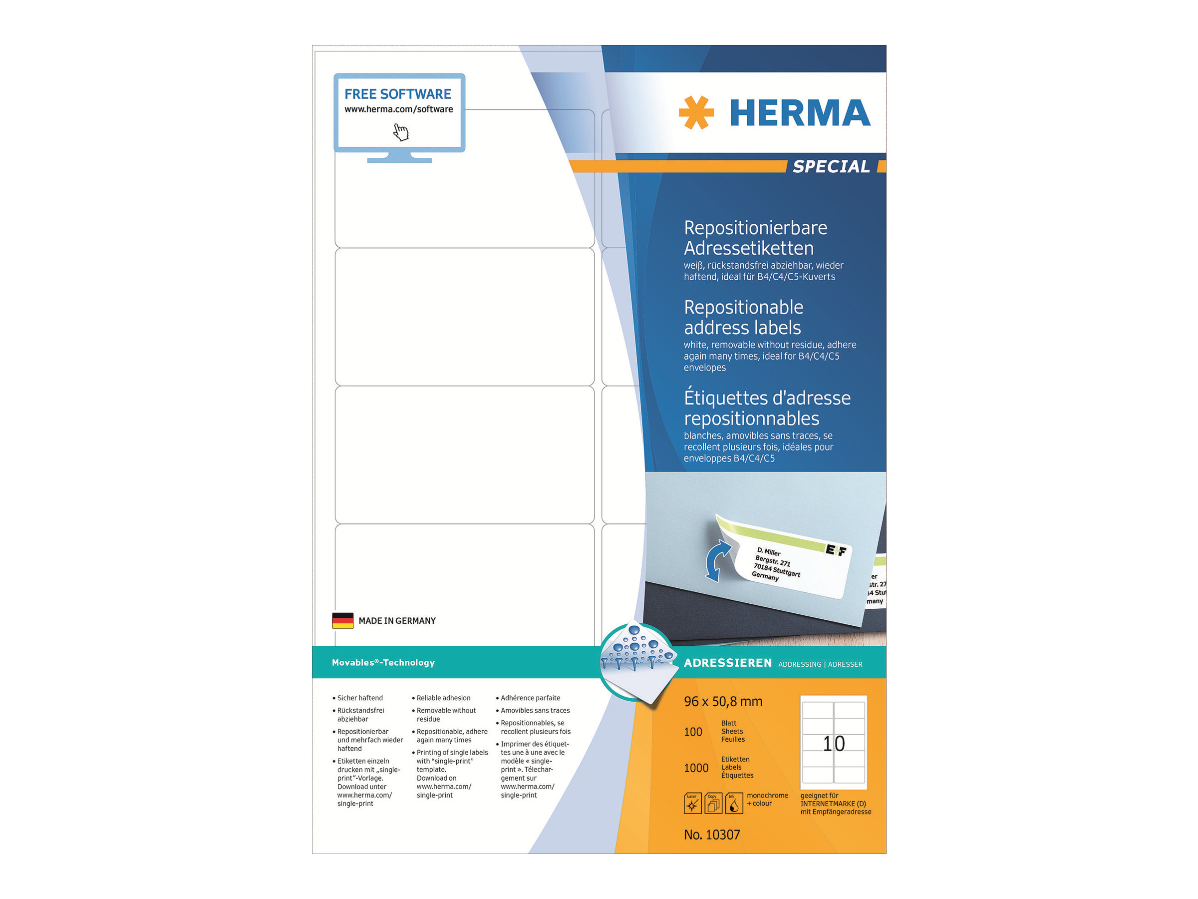 HERMA Special Adresseetiketter 96 x 50.8 mm 1000etikette(r)