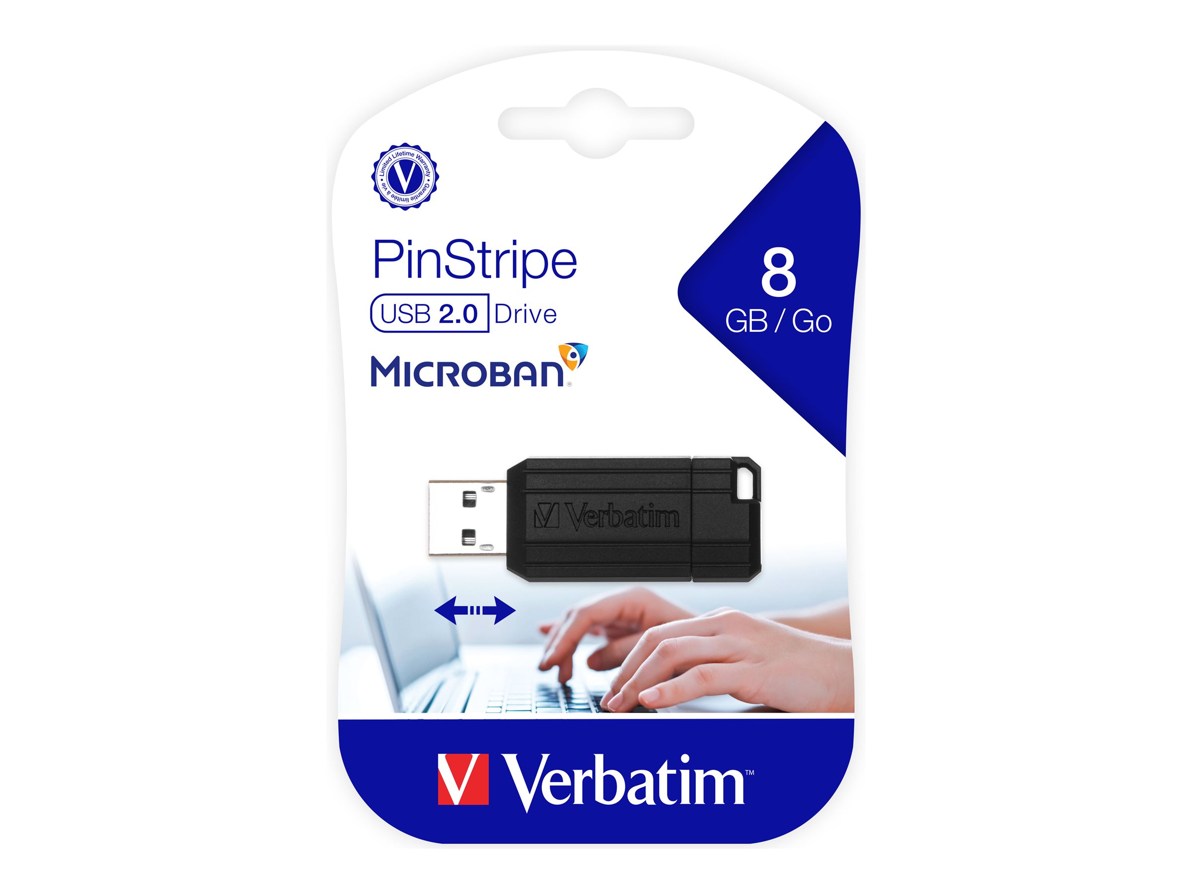 Verbatim PinStripe USB Drive 8GB USB 2.0 USB stick Sort