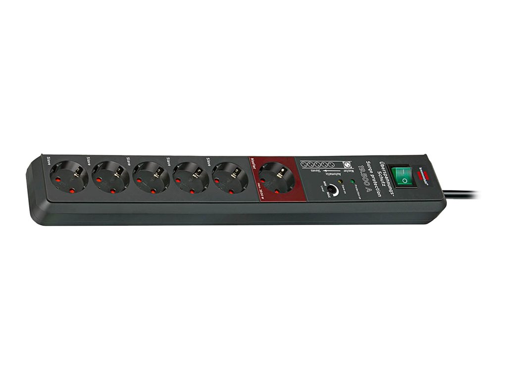brennenstuhl Secure-Tec Surge protector 6-plug 16A Black