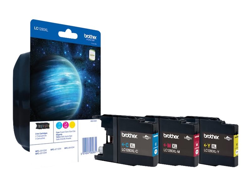 Brother LC 1280XL Rainbow-Pack Gul Cyan Magenta 1200 sider