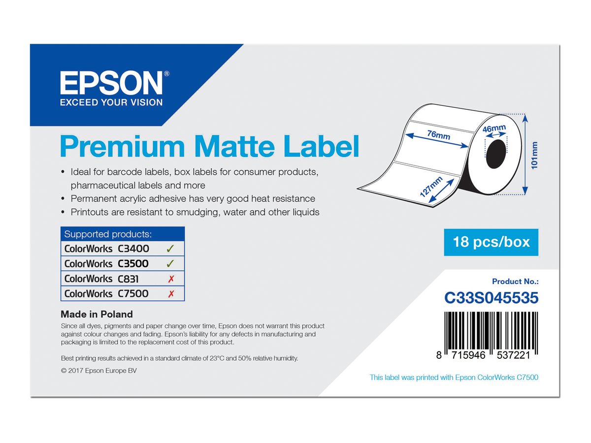 Epson Premium Press stamp cutting label 76 x 127 mm 265 label(s)