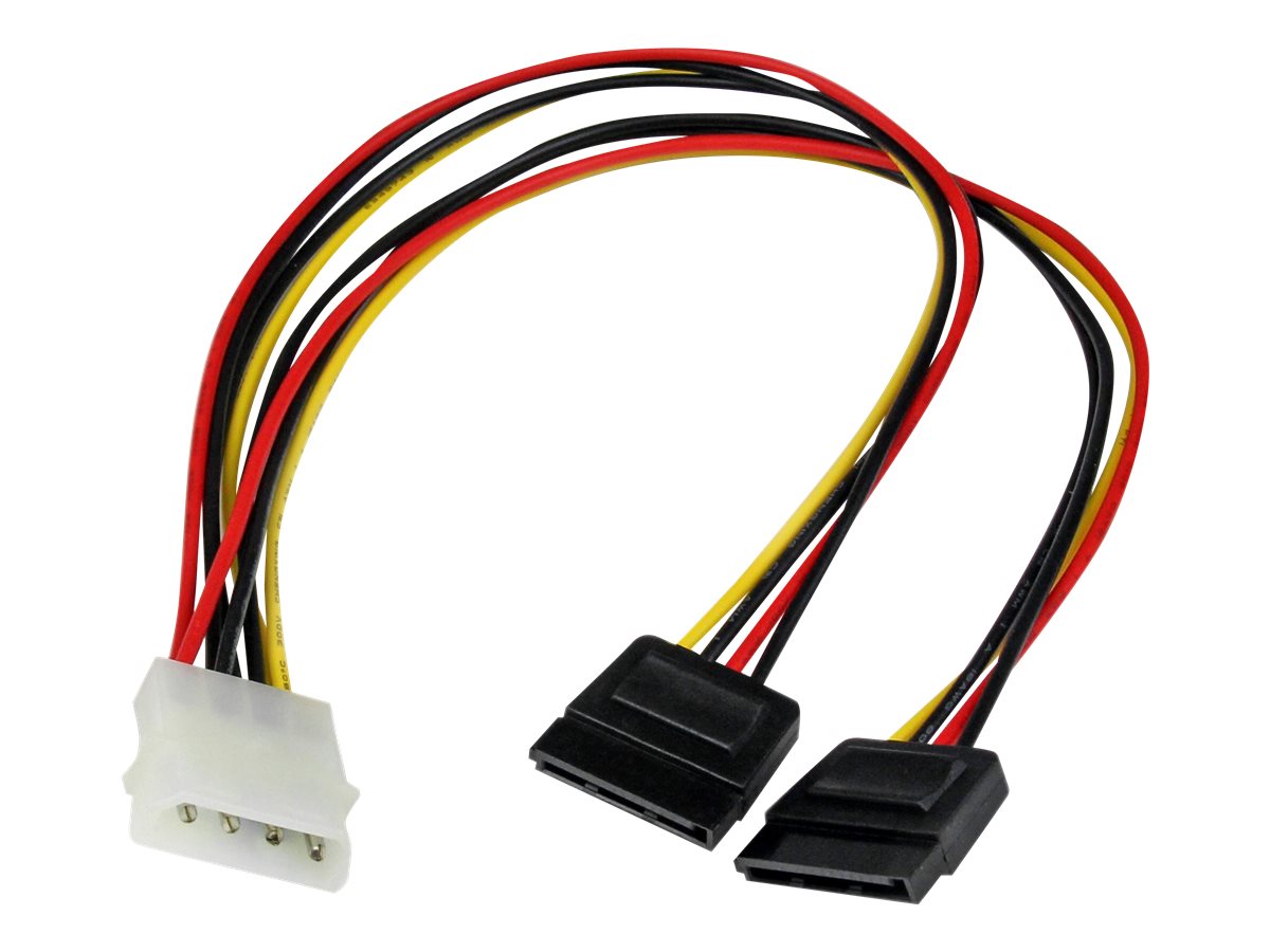 StarTech.com 12in LP4 to 2x SATA Power Y Cable Adapter - Molex to to Dual SATA Power Adapter Splitter Power Supply Adapter
