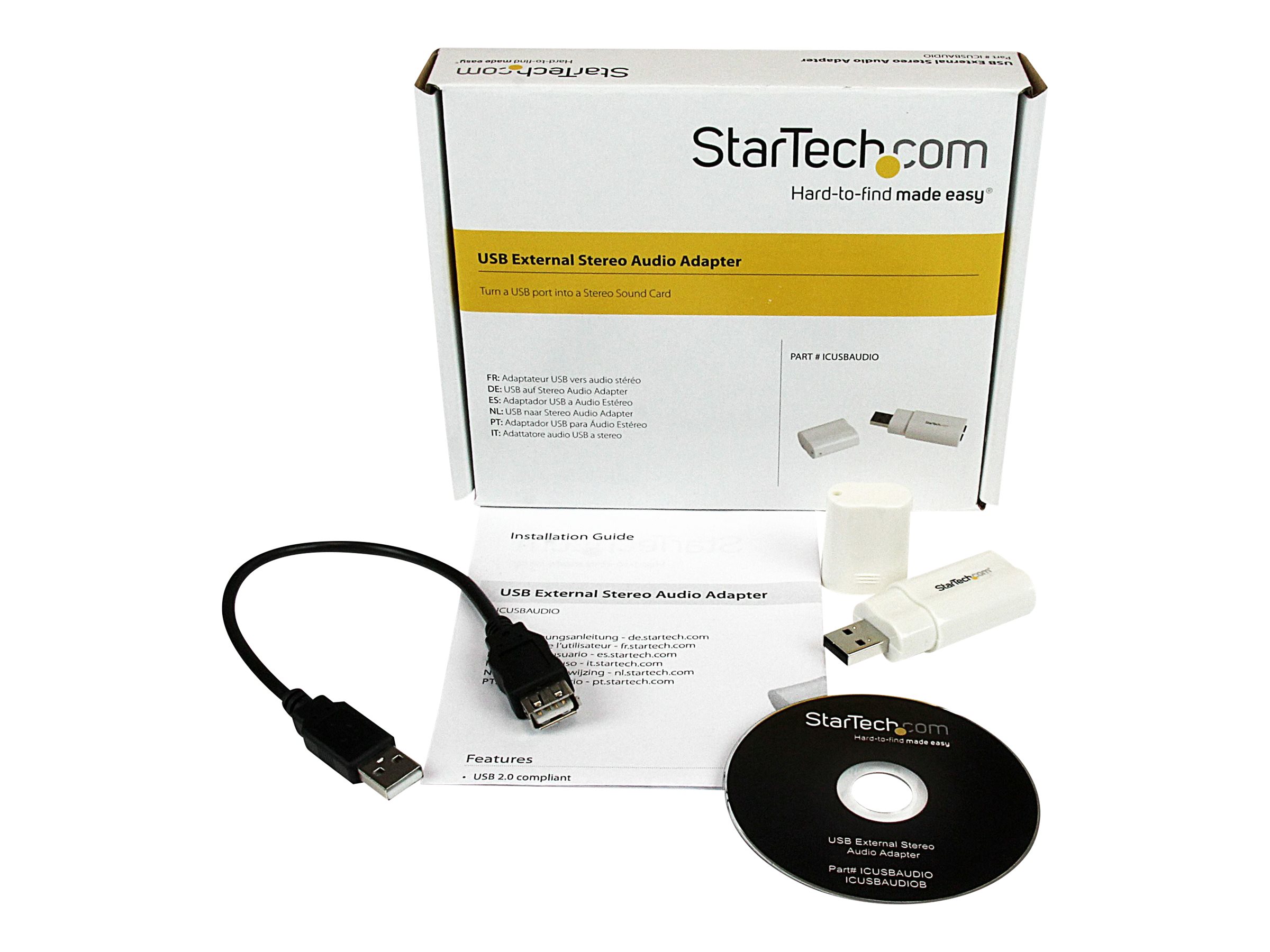 StarTech.com USB to Stereo Audio Adapter Converter - USB stereo Adapter - USB External sound Card - Laptop sound Card (ICUSBAUDIO) USB 2.0 Ekstern