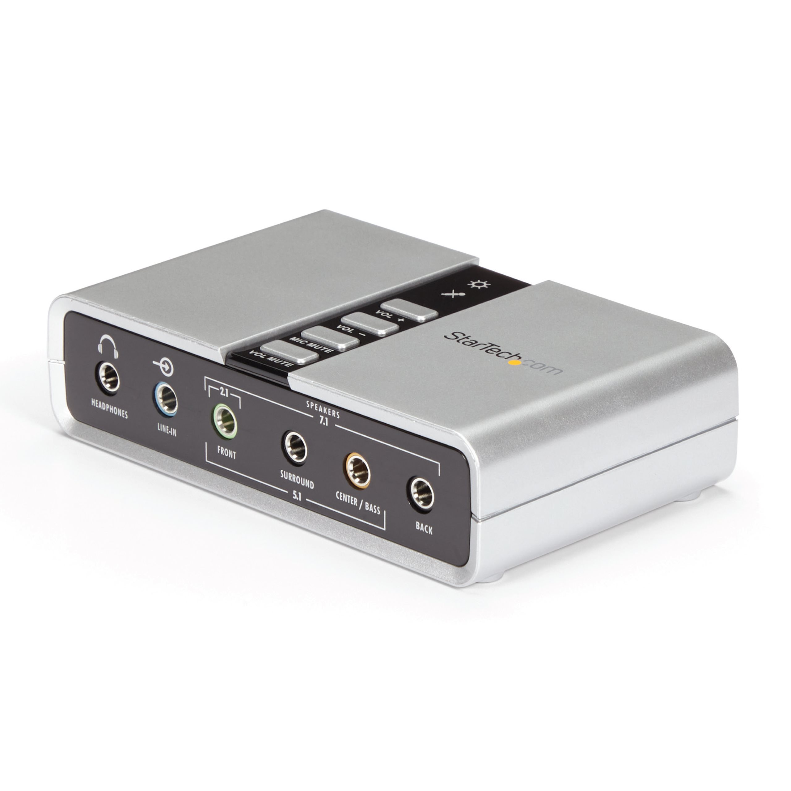 StarTech.com 7.1 USB Sound Card - External Sound Card for Laptop SPDIF Digital Audio - Sound Card for PC - Silver (ICUSBAUDIO7D) USB 2.0 Ekstern