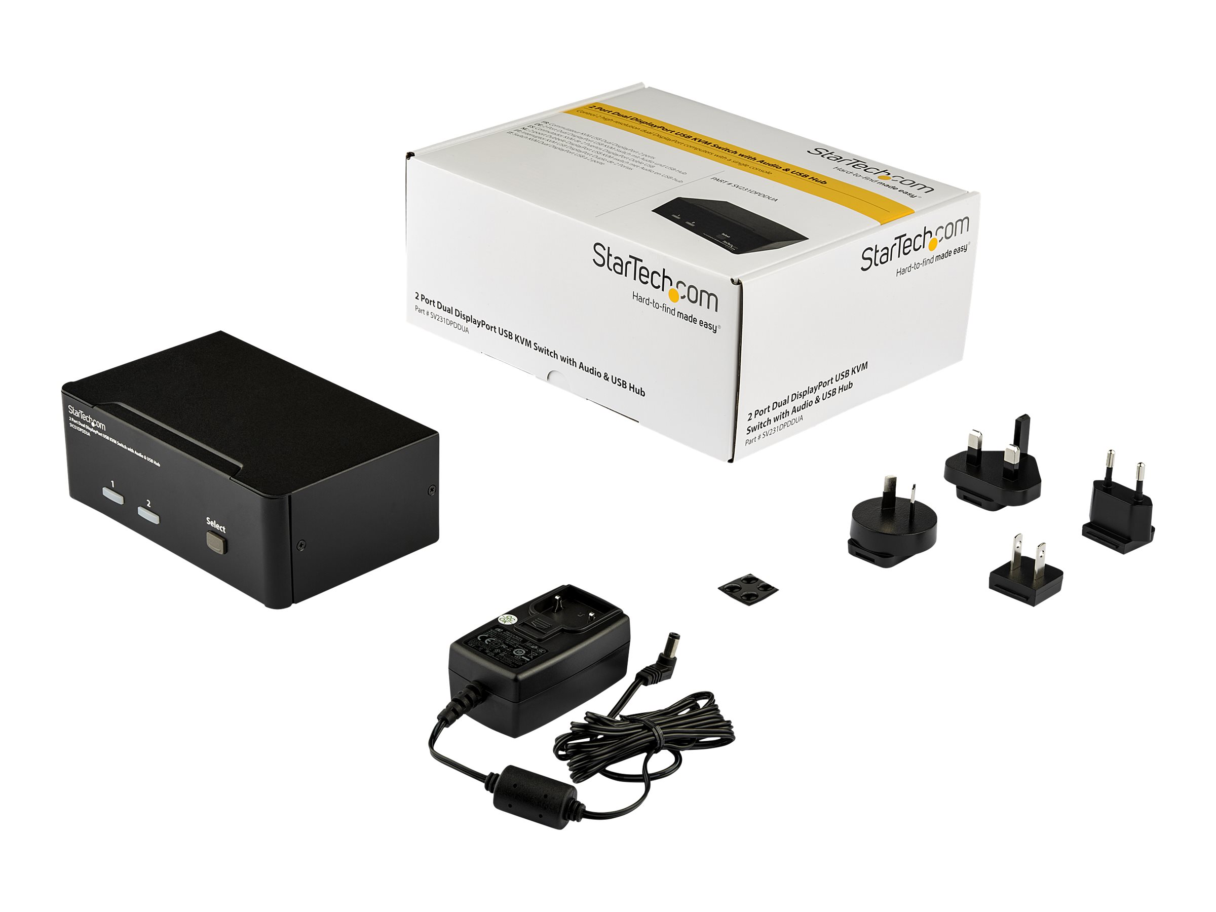 StarTech.com Dual Monitor DisplayPort KVM - 2 Port - USB 2.0 Hub - Audio and Microphone - DP KVM (SV231DPDDUA) KVM / audio-switch Desktop