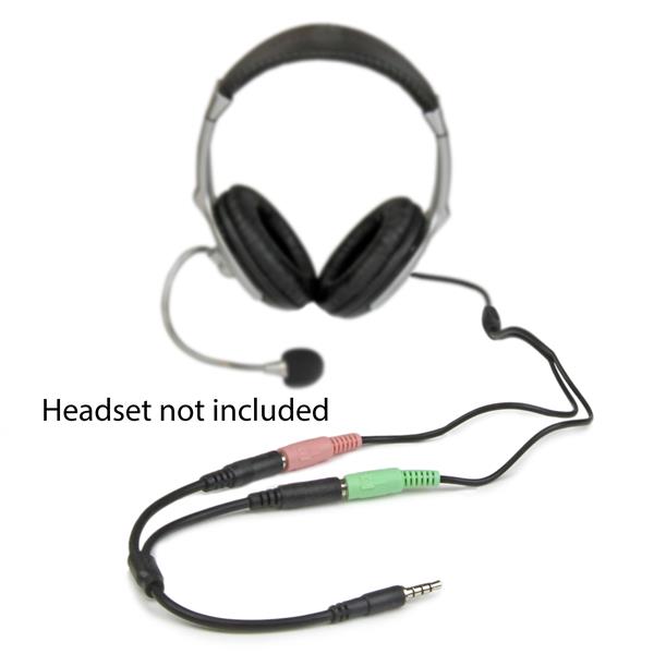 StarTech.com 4 Position to 2x 3 Position 3.5mm Headset Splitter Adapter Splitter for headset 20cm Black
