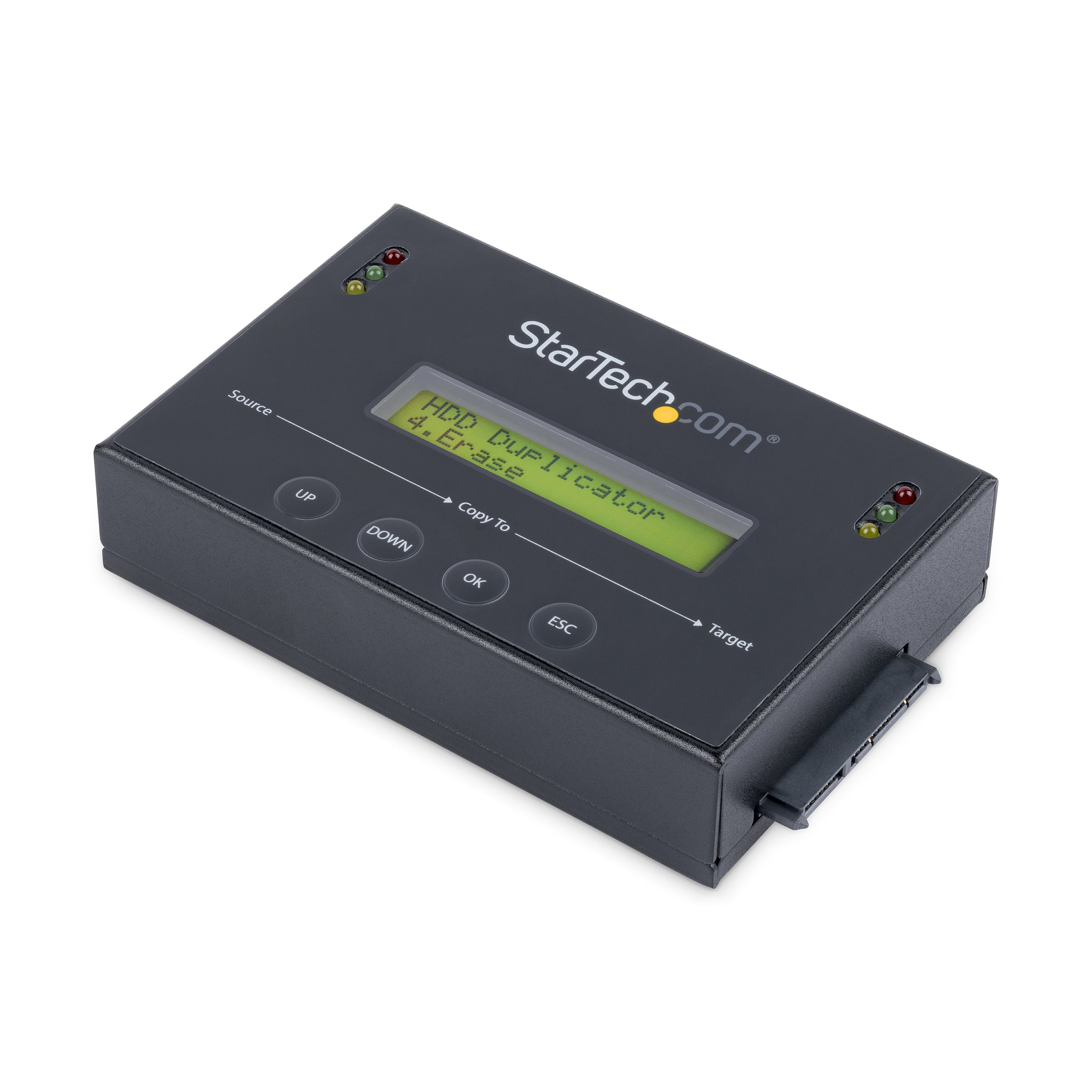 StarTech.com 1:1 Hard Drive Duplicator and Eraser for 2.5" & 3.5" SATA HDD SSD - LCD & RS-232 - 14GBpm Duplication Speed - Cloner & Wiper (SATDUP11)