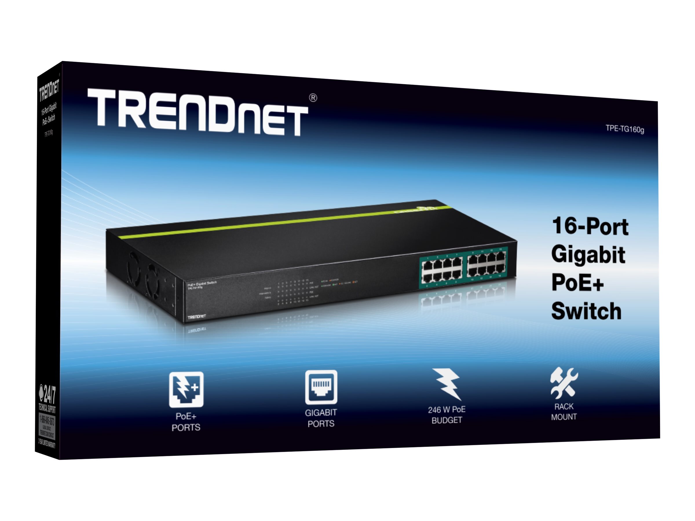 TRENDnet TPE TG160G Switch 16-porte Gigabit PoE+