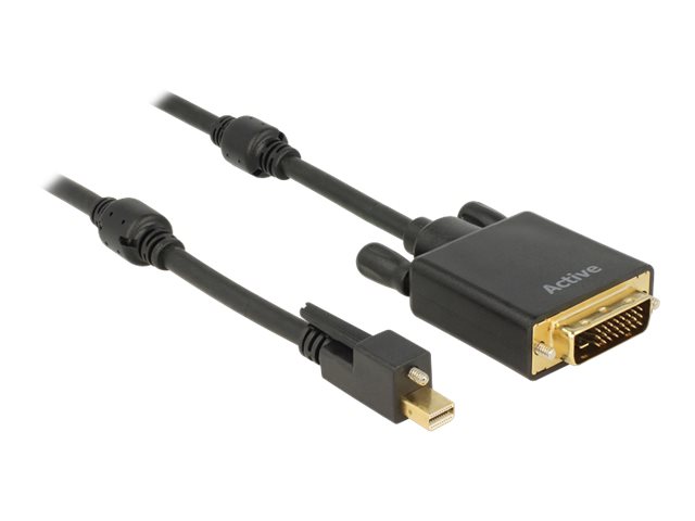 DeLOCK Cable mini Displayport 1.2 male screw > DVI male 4K Active Video transformer