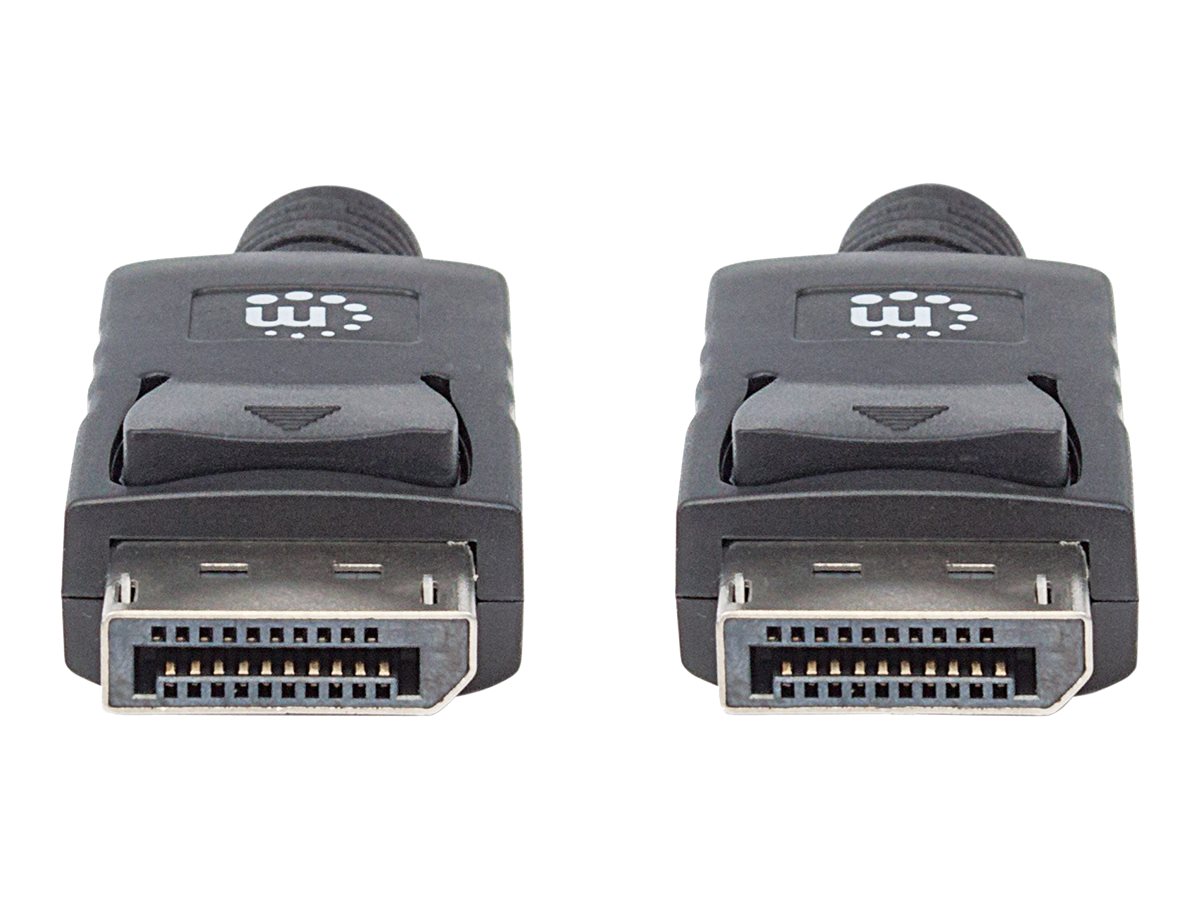Manhattan DisplayPort 1.2 Cable, 4K@60hz, 2m, Male to Male, With Latches, Fully Shielded, Black, Lifetime Warranty, Polybag DisplayPort kabel 2m Sort