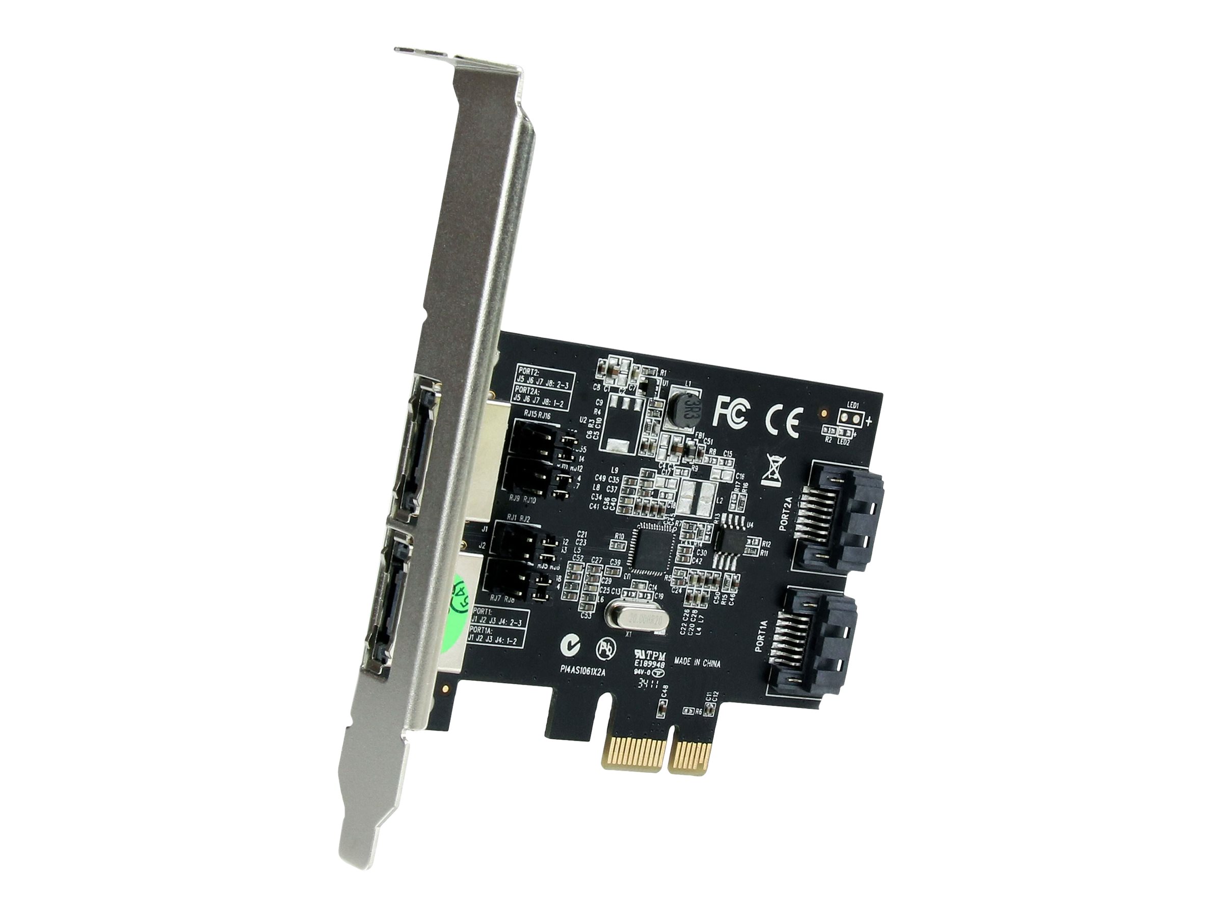 StarTech.com 2 Port PCI Express SATA 6 Gbps eSATA Controller Card - Dual Port PCIe SATA III Card - 2 Int/2 Ext - SATA III 6Gbps (PEXESAT322I) Lagringskontrol