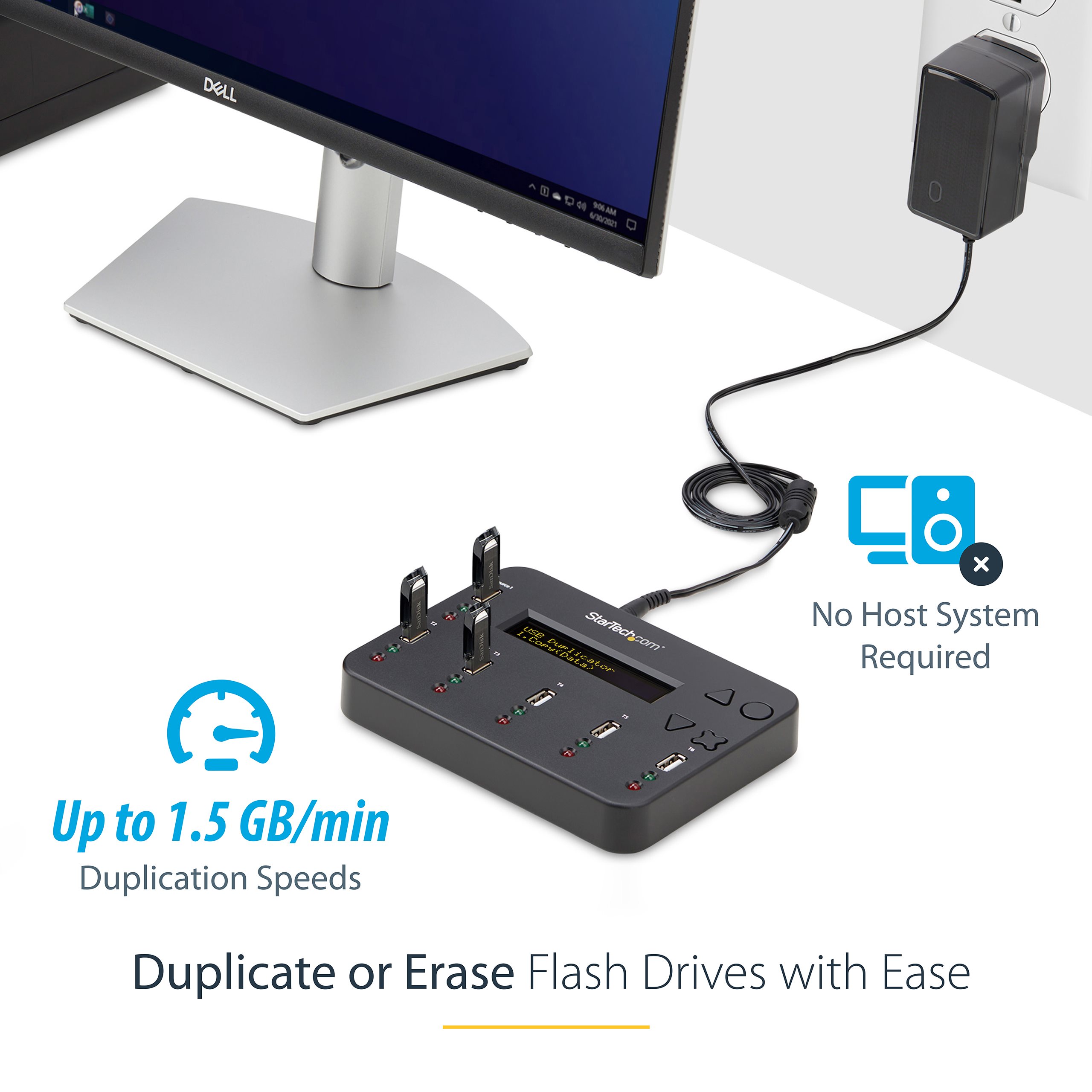 StarTech.com Standalone 1 5 USB Flash Drive Duplicator and Eraser - Flash Drive (USB 3.0/2.0/1.1) Copier - 2 Duplication Modes (USBDUP15)