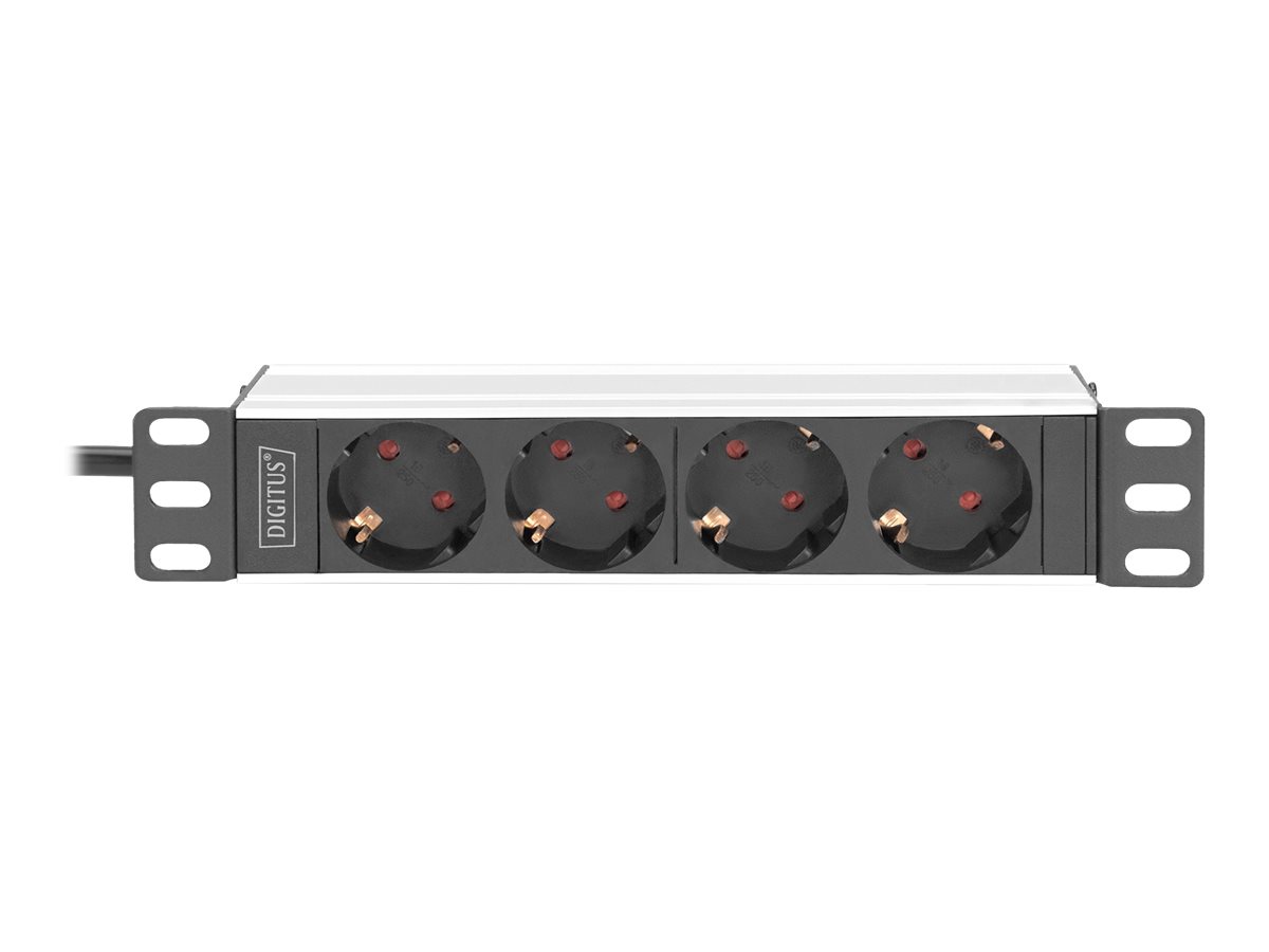 1U Aluminum PDU - 10inch rack mount - 4x safety outlet - 16A - 4000W - 250VAC 50/60Hz