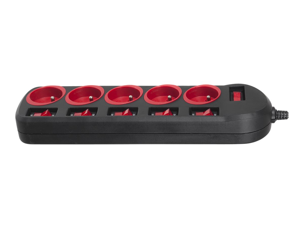 Maclean Energy MCE204 Stikdåse 5-stik 10A Sort Rød 1.5m