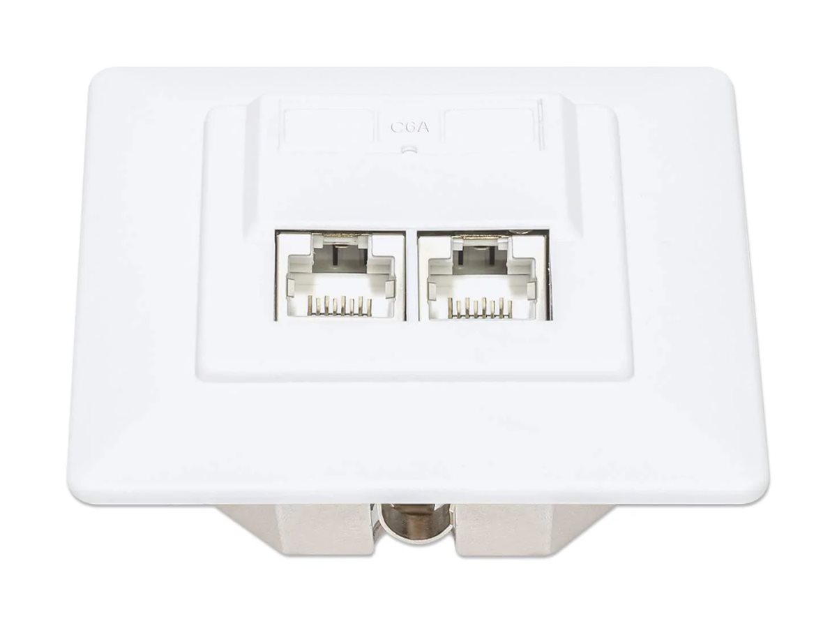 Intellinet - vægplade - CAT 6a 10G - 2 netværkssokler - RAL 9003, signalhvid