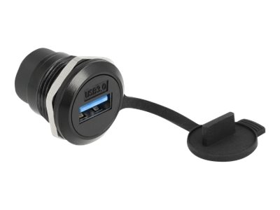 Delock - klik i-modul - USB 3.2 Gen 1 med beskyttende støvhætte - 1 USB-sokkel - sort