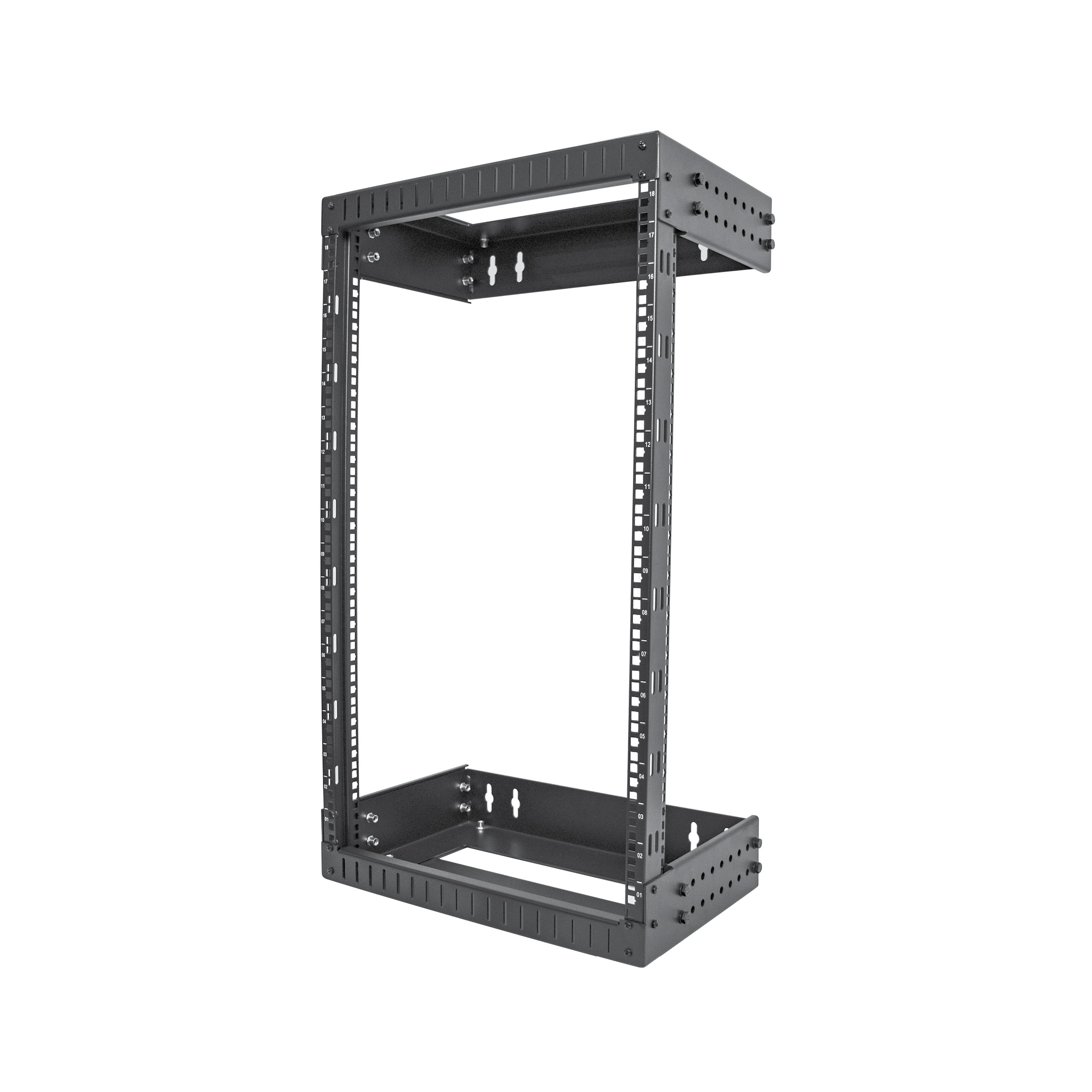 StarTech.com 18U 19 Wall Mount Network Rack, Adjustable Depth 12-20 2 Post Open Frame Server Room Rack for AV/Data/ IT Communication/Computer Equipment/ Cage Nuts & Screws - 18U Adjustable Rack (RACK-18U-20-WALL-OA) Rack Sort