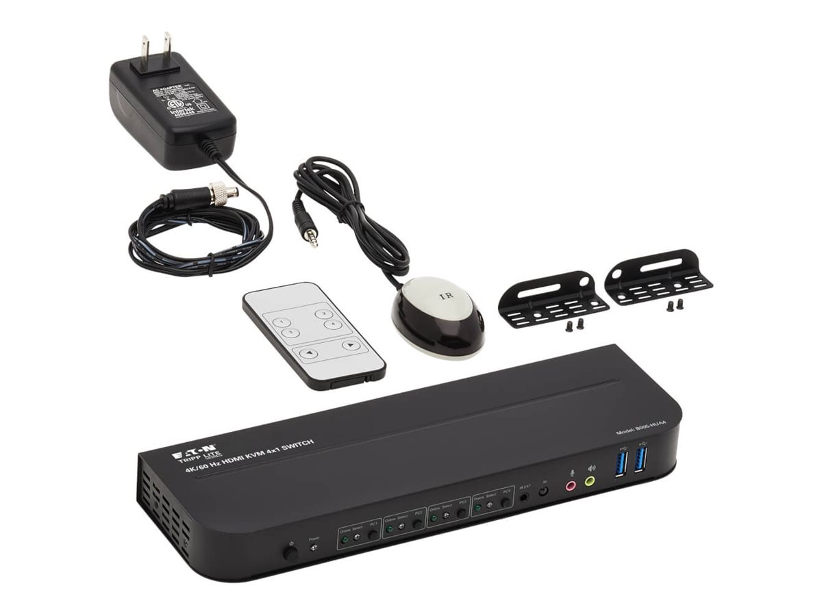 Tripp Lite HDMI USB KVM 4-Port 4K 60Hz HDR HDCP 2.2 IR USB Sharing KVM / audio / USB switch Desktop