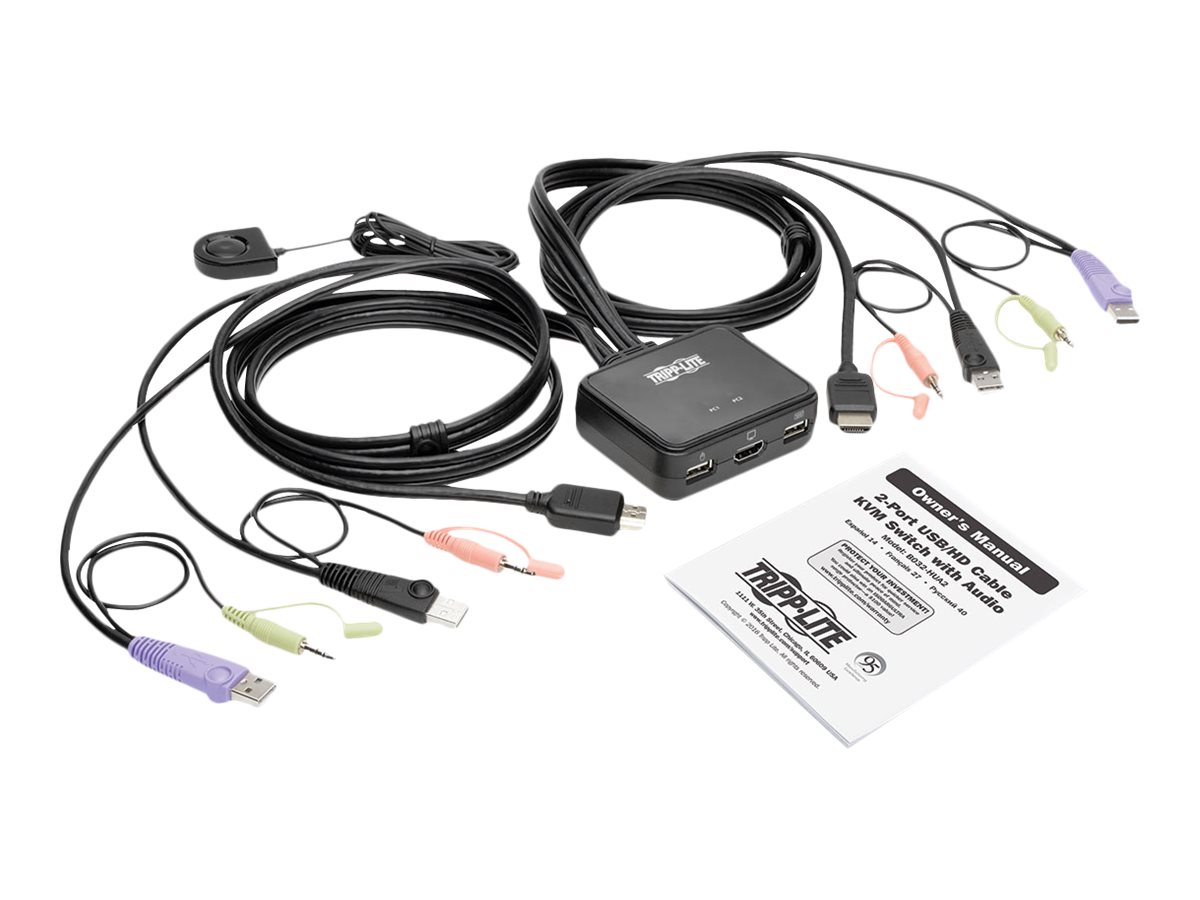 Eaton Tripp Lite series 2-Port USB/HD Cable KVM Switch with Audio/Video, Cables and USB Peripheral Sharing KVM / audio / USB switch