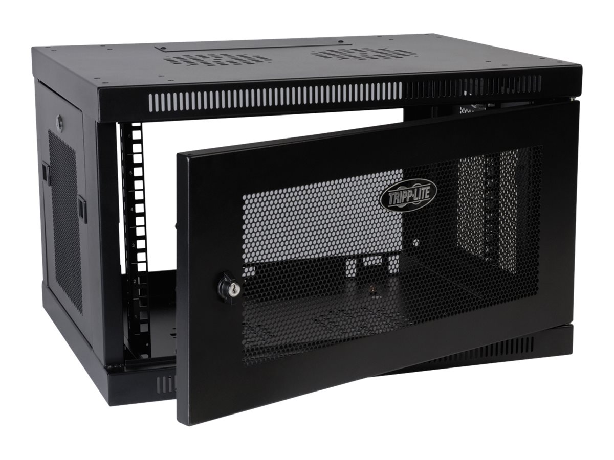 Tripp Lite SmartRack 6U Low-Profile -Depth Wall-Mount Rack Enclosure Cabinet Rack Sort