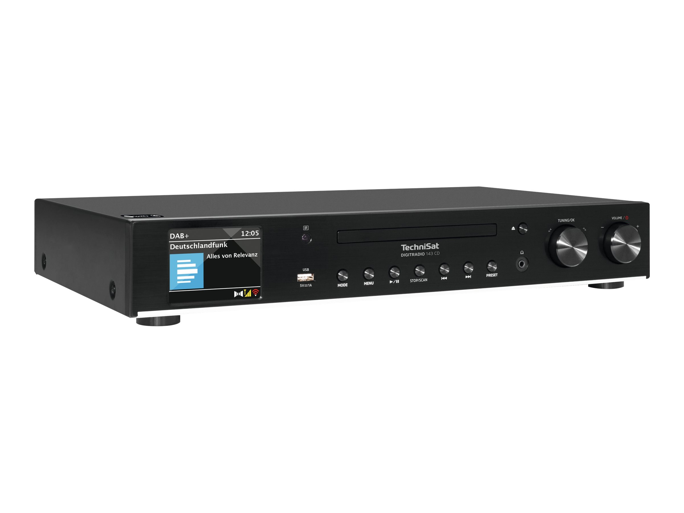 TechniSat DigitRadio 143 CD DAB+ radio Cd / MP3-afspiller Radio Internet radio Netværksmedie-streaming Bluetooth-audiomodtager