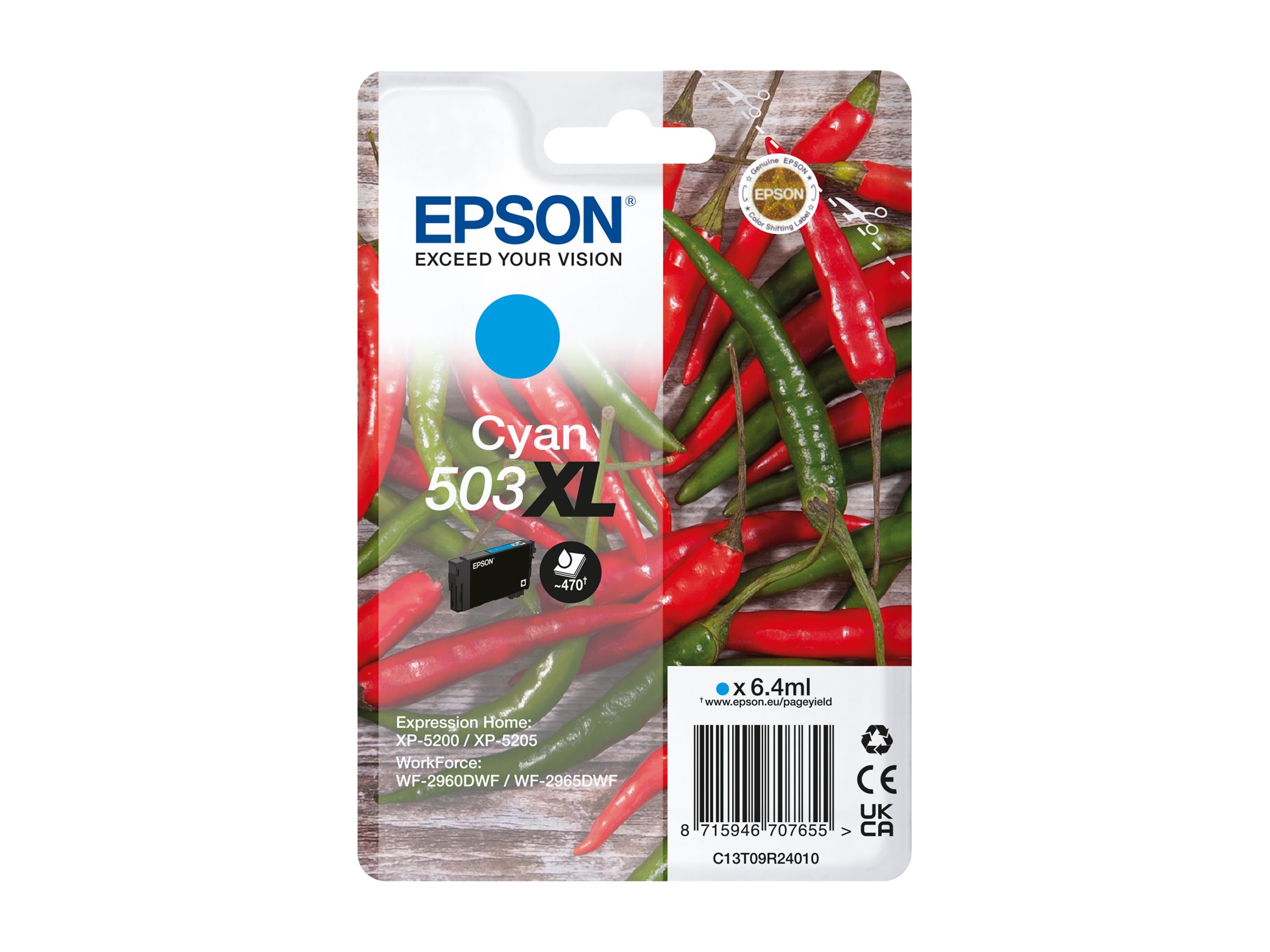 Epson 503XL Cyan 470 sider Blæk C13T09R24020