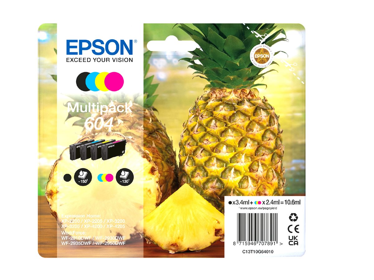 Epson 604 Multipack Sort Gul Cyan Magenta Blæk C13T10G64020