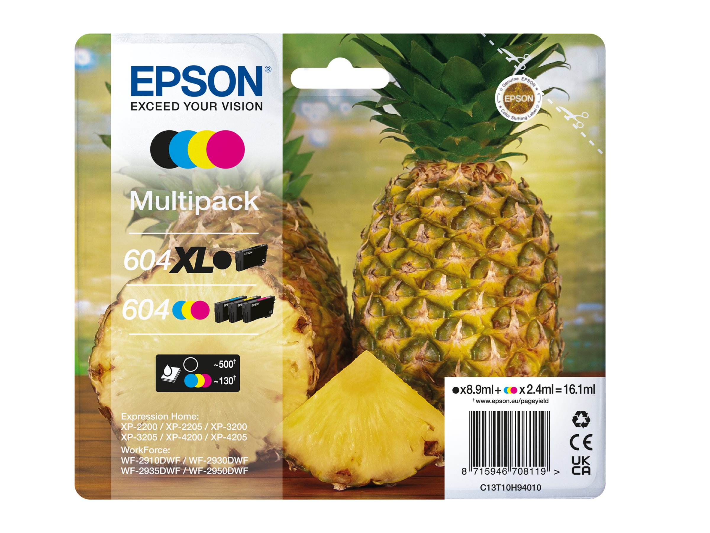 Epson 604/604XL Multipack Sort Gul Cyan Magenta Blæk C13T10H94020