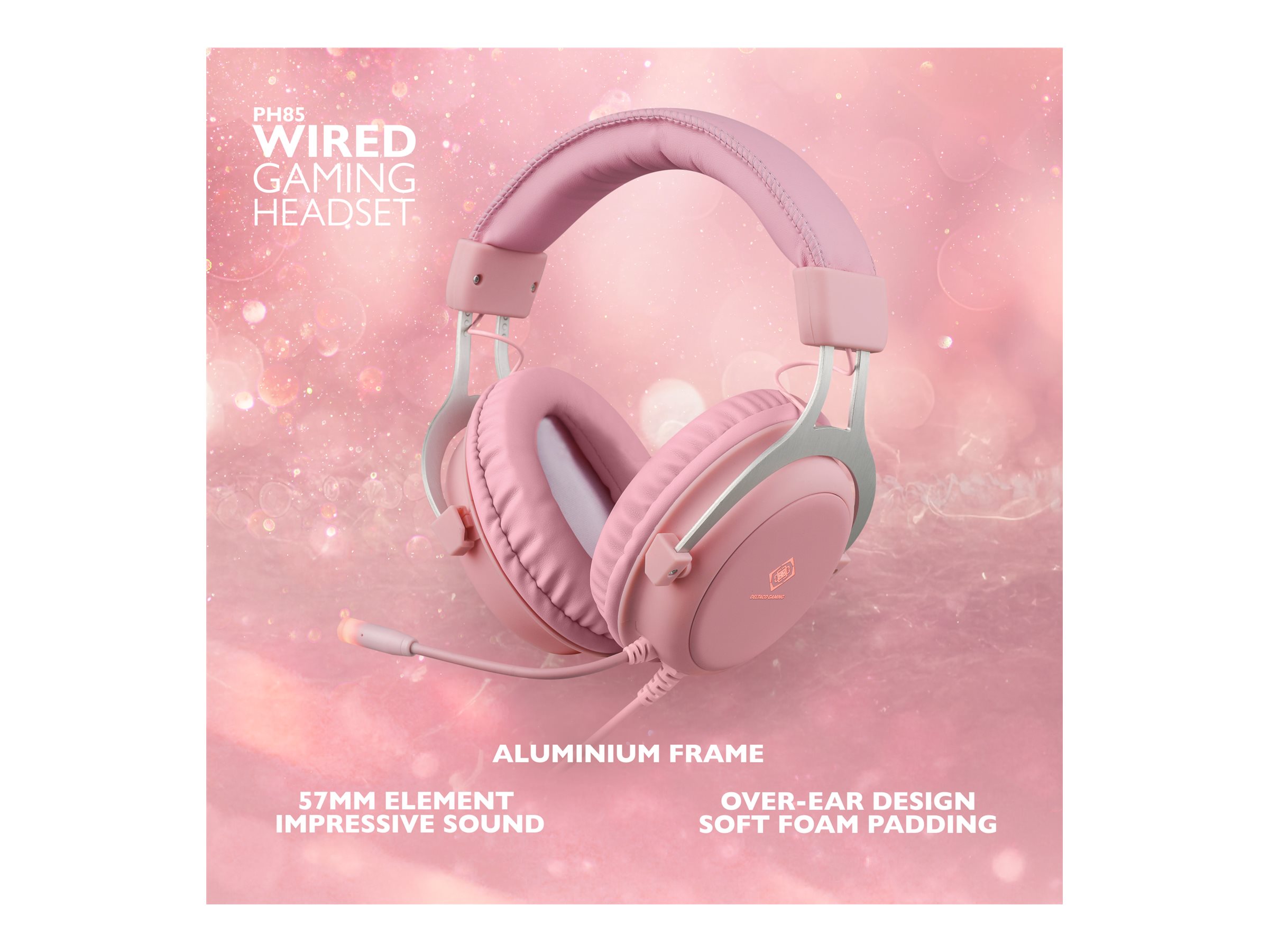 DELTACO GAMING Pink Line PH85 Kablet Høretelefoner Pink