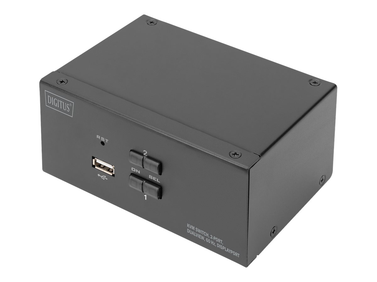 4K KVM Switch - 3840 x 2160 Pixels - 2-Port -Dual Display - DisplayPort - Black