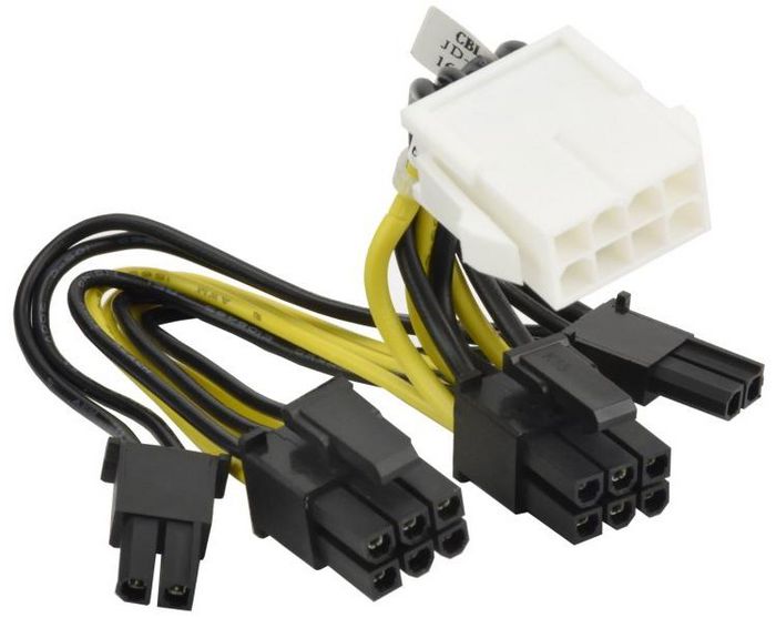 Supermicro 2 x 6+2-pin/8-pin, Male/Felame, 5cm, Black/Yellow/White