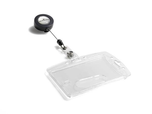 Durable ID card holder ENCLOSED with badge reel for 1 card