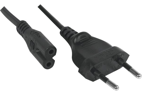 EXC Powercord CEE 7/16 - IEC C7, 1,8m Svart