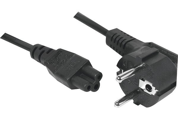 EXC | Powercord | CEE 7/7 (German/Schuko) - IEC C5 (Mickey Mouse) | 1,8m | Sort