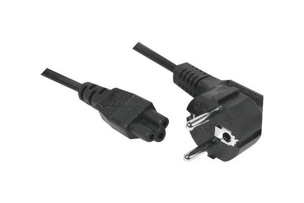 EXC | Powercord | CEE 7/7 Plug (Hybrid) - IEC C5 (Mickey Mouse) | 1m | Sort