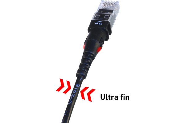 PatchSee TP-6A-U/8 CAT 6a U/UTP CCA 2,4m Sort