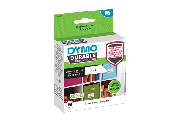 DYMO Etiketten Kunststoff weiß 1 Rolle á 160 Etike