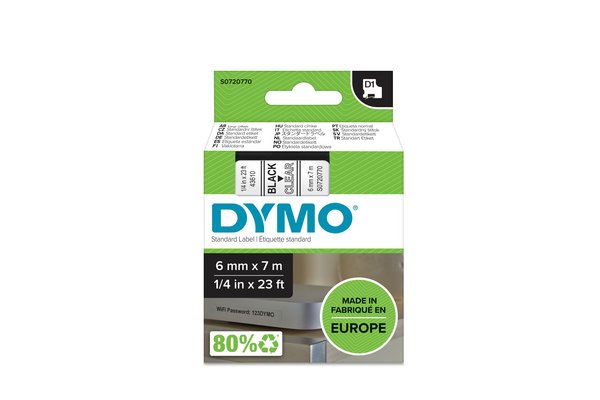 DYMO D1 Tape (0,6 cm x 7 m) 1kassette(r) S0720770