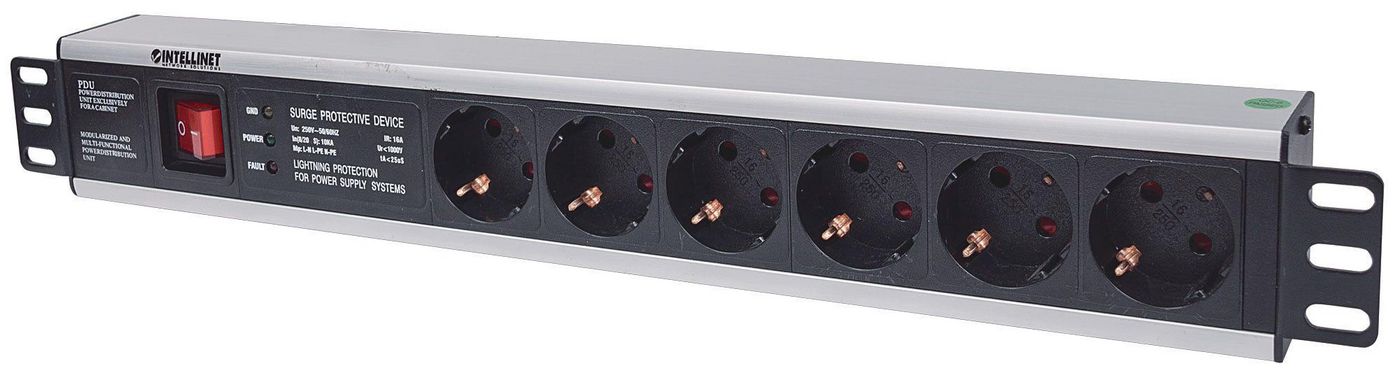 Intellinet 19" 1.5U Rackmount 6-Way Po
